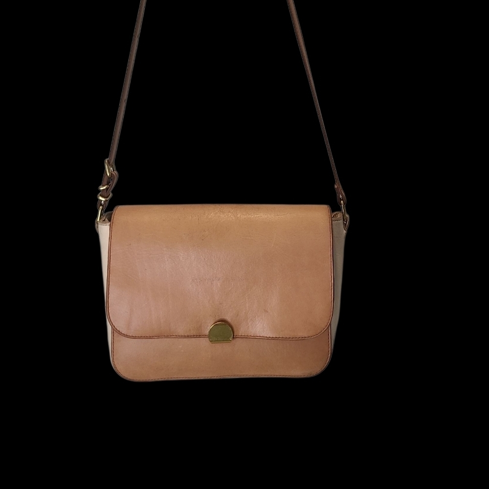 Madewell Abroad Classic Tan And Cream Thick Leather Shoulder/ Crossbody Bag